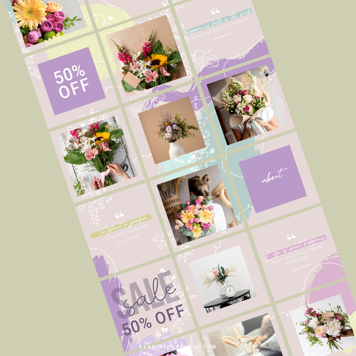 Floral Doodle - Instagram Puzzle Feed Backgrounds
