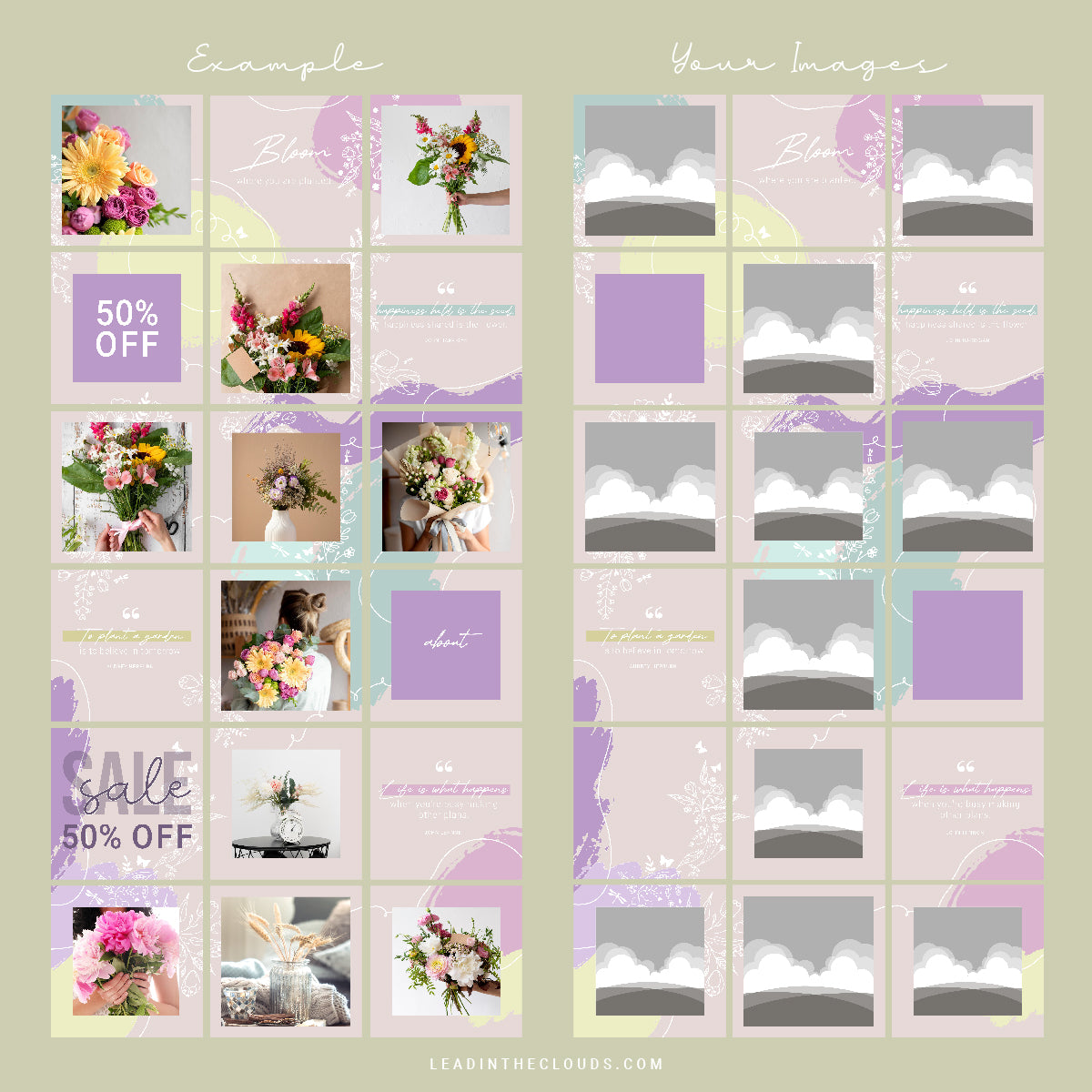 Floral Doodle - Instagram Puzzle Feed Backgrounds