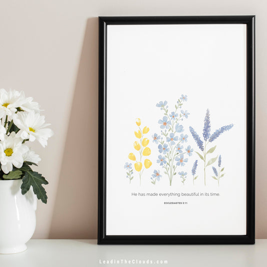 A4 Watercolour Florals - Ecclesiastes 3:11